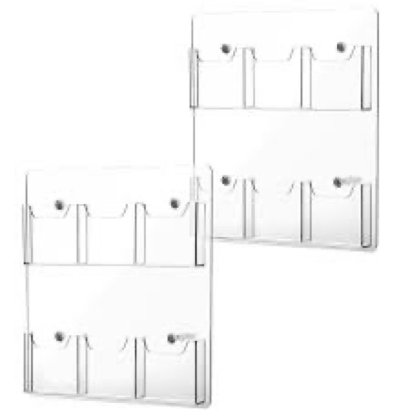 Eersida 2 Pack Acrylic Brochure Pamphlet Holder Wall Mount Clear Brochure Display Holder Plastic Tri