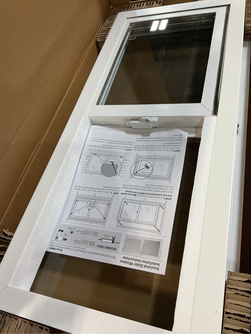 Condition photo showing New/Like New for vbsi3222pr vinyl basement slider window, 32" x 22", white 32x22 inch window