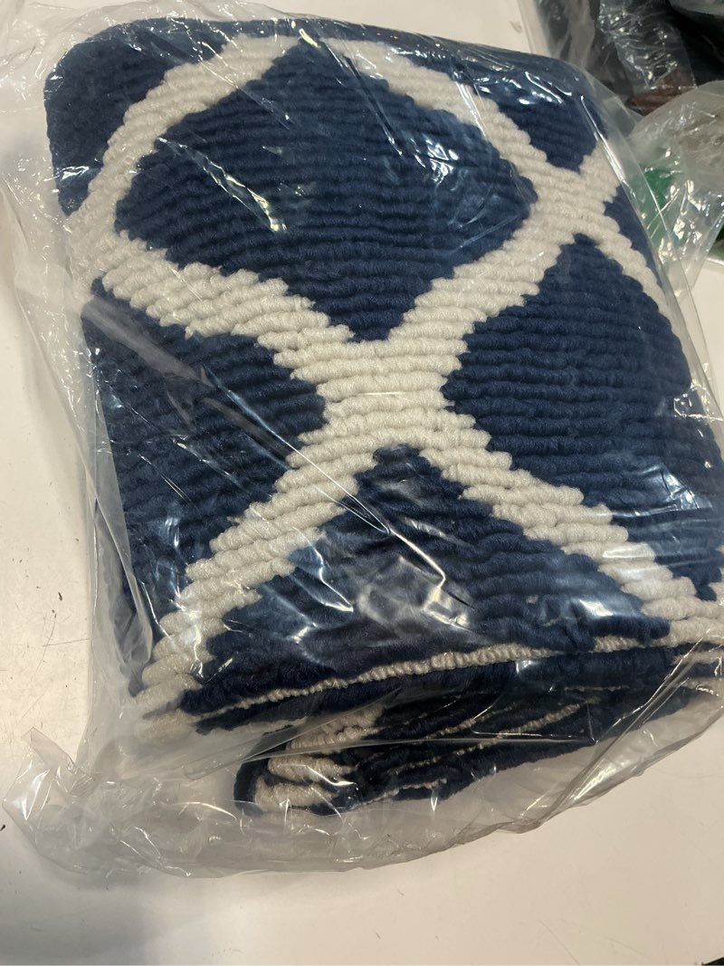 Condition photo showing Good Condition for shacos runner rugs 20"x59" for entryway kitchen hallway indoor washable rug runner non slip rubber backing dirt trapping doorway entrance runner rug, navy blue 20" x 59" navy blue