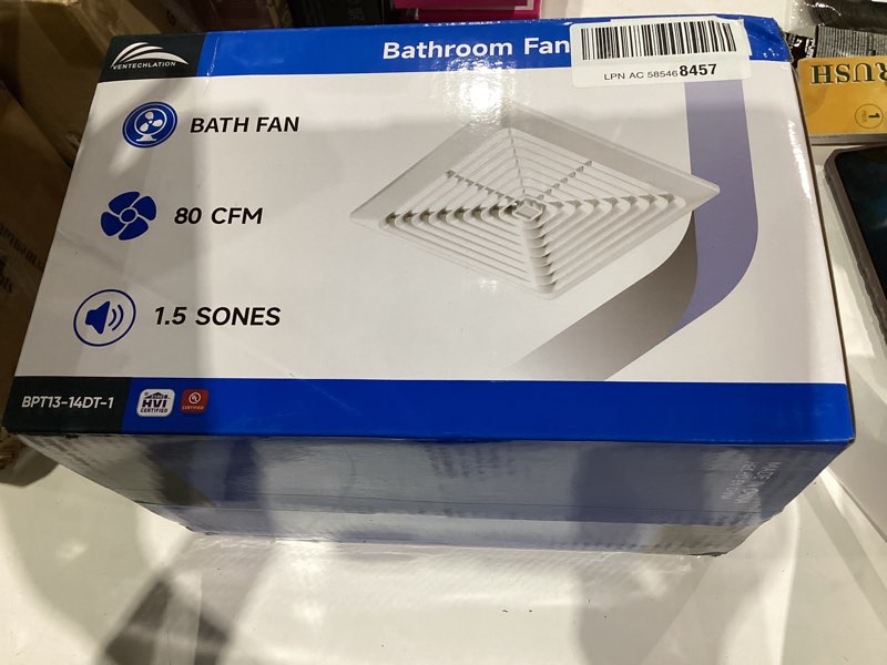 Condition photo showing New/Like New for Bathroom Exhaust Fan 80CFM 1.5Sone, Quiet Bath Fan with 4inch duct, Energy-Saving Household Ventilation Fan, No Attic access Needed Installation, Classic White Grille (80CFM)