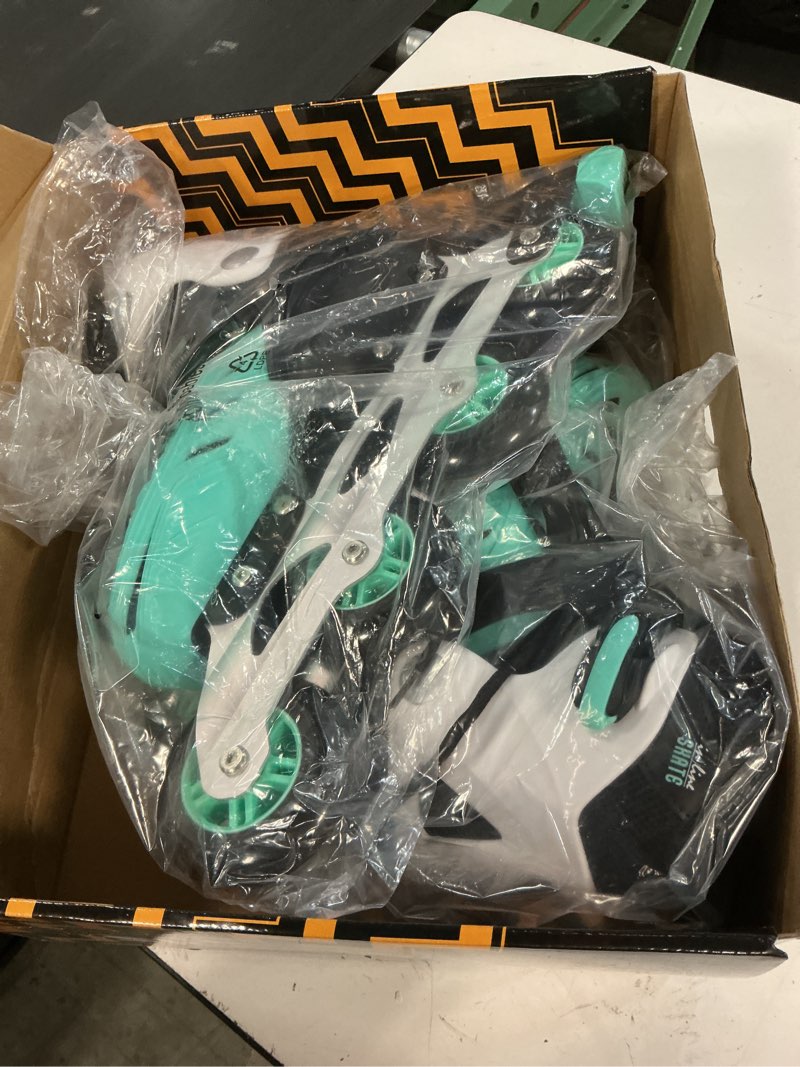 Condition photo showing Good Condition for mammygol adults adjustable inline skates, safe and durable roller skates with giant wheels, high performance professional skates for men women youth teal xx-large - adult (9-11.5 men/10-12.5 women)