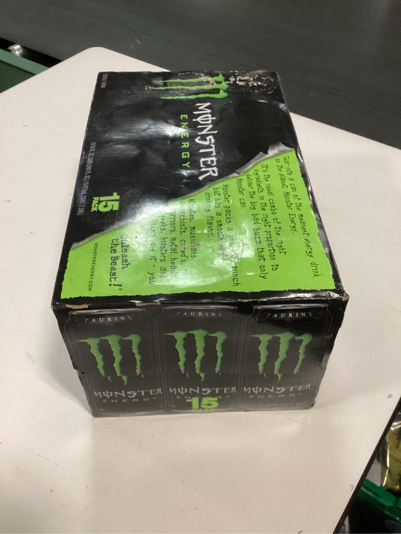 Condition photo showing New/Like New for Monster Energy Drink, Green, Original, 16 Ounce (Pack of 15)