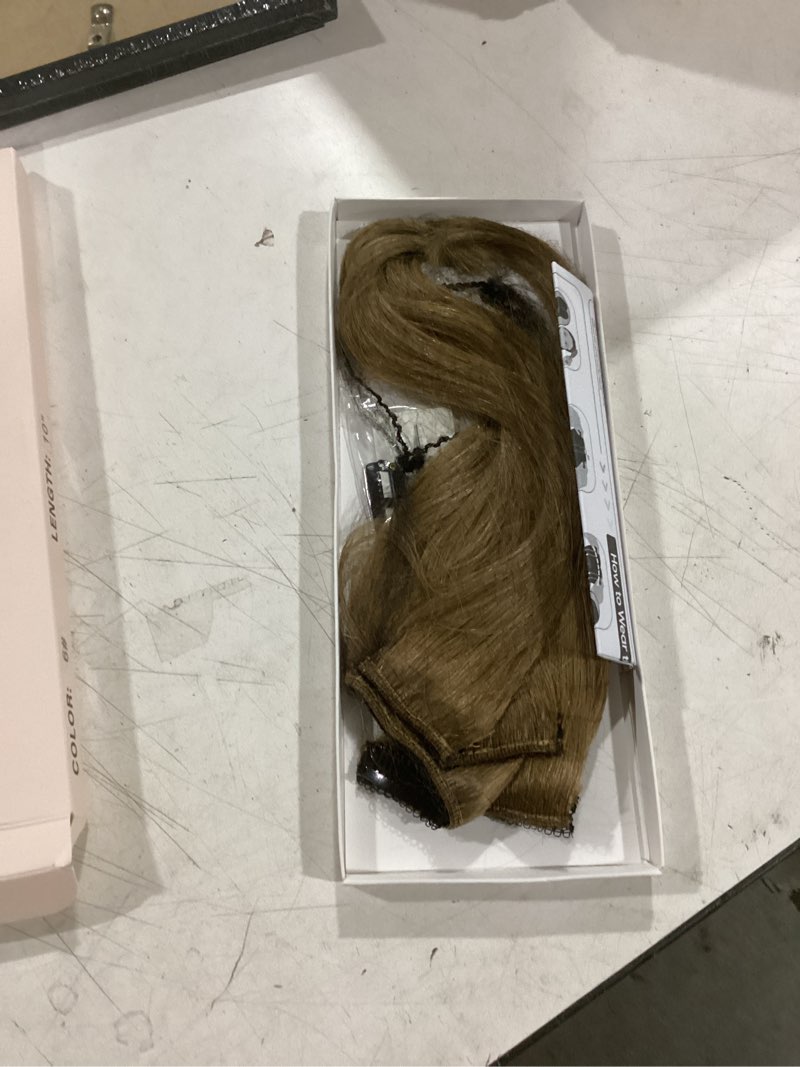 Condition photo showing Good Condition for short clip in hair extensions real remy human hair,s-noilite short hair extensions clip ins,mini clip in extensions for add volume and highlights,5 pieces 36g 10 inch light brown