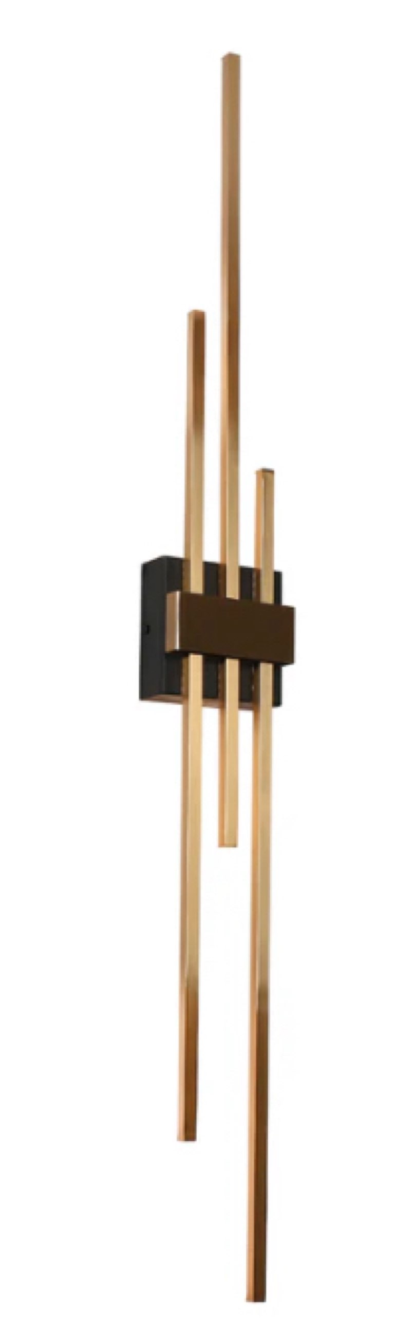 Huia 3-Light Modern Black and Brass Tube LED Wall Sconce