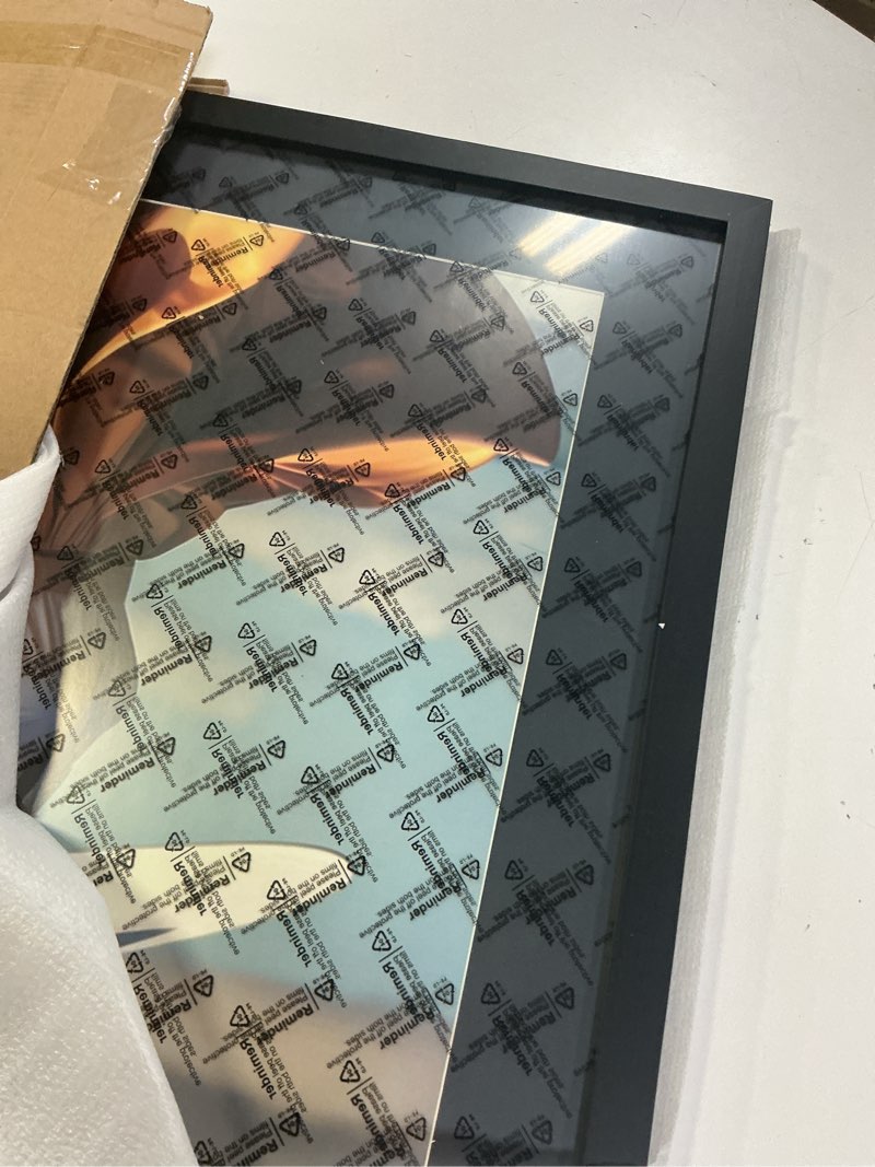 Condition photo showing Good Condition for skaotus 20x20 picture frame black solid wood for black mat 16x16 wall mounting square poster frames 20x20 inch