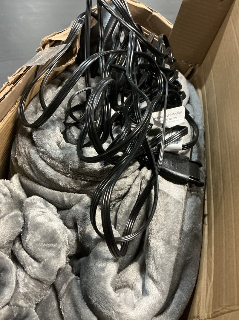 Condition photo showing As Is for Electric Heated Blanket King Size 90x100 Inch - Super Soft Flannel, 10 Heat Settings, 1-12H Automatic Shutoff, Dual Zone Controls, Machine Washable, Ideal for Couch & Sleeping (Light Grey) 02-light Gray 90"x100"(King Size)