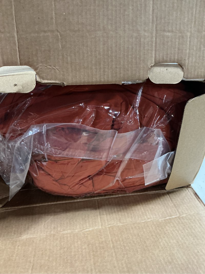Condition photo showing New/Like New for bedsure queen comforter set burnt orange - bed in a bag queen size bedding 7 pieces, gentlesoft™ pintuck bed set gift for family, pinch pleat burnt orange comforter with sheets, pillowcases & shams queen 10 - burnt orange