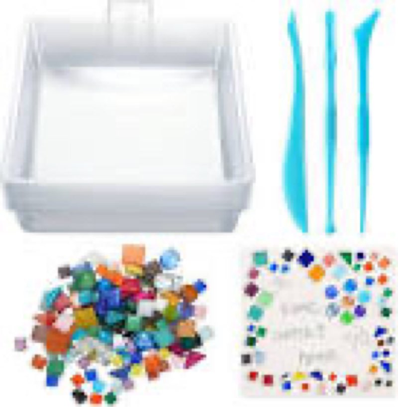 loyim 24 pcs stepping stone kit includes concrete mold, mosaic tiles and carving tools, diy craft handmade stepping stone kit for kids, family, garden outdoor decor, no concrete mix(heart,10 inch) heart 10 inch