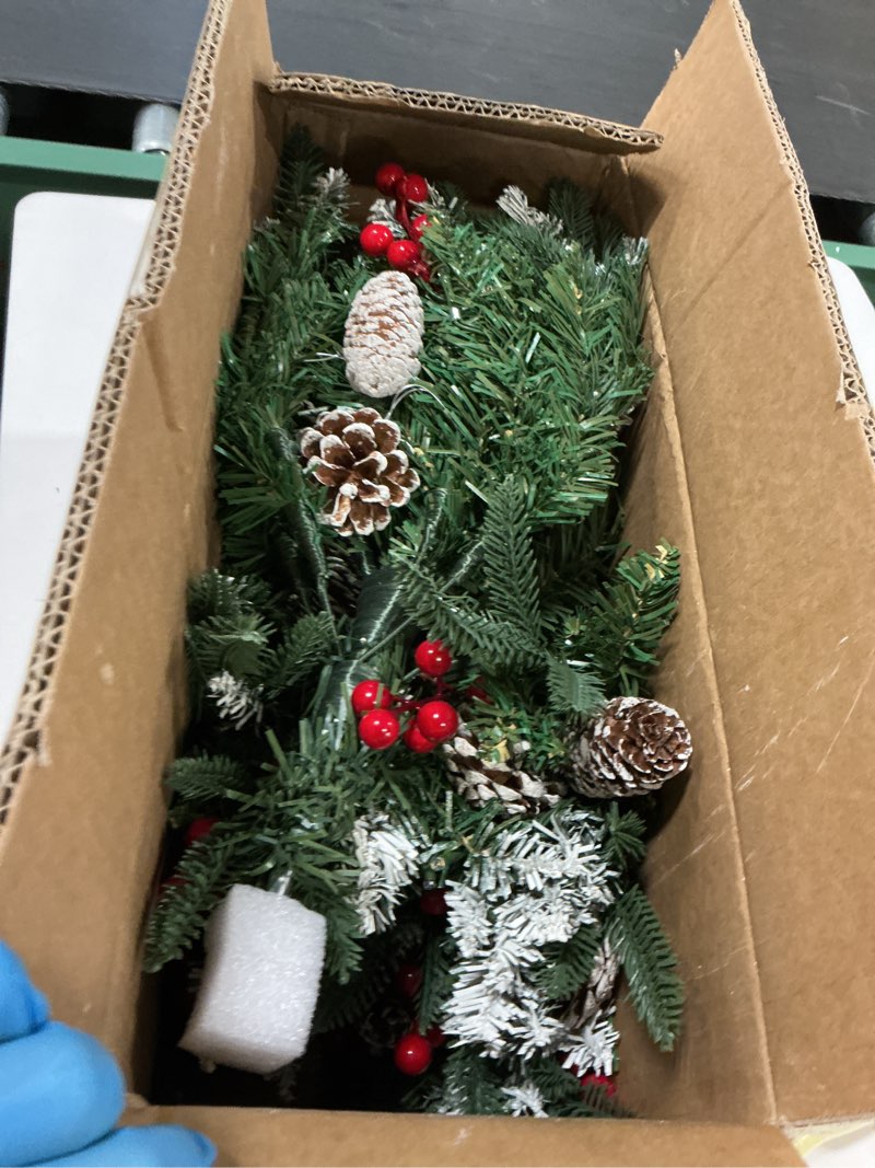 Condition photo showing New/Like New for Set of 2 Christmas Tree Urn Filler, Lighted Artificial Xmas Pine Trees with Tripod Stake, Battery Powered Outdoor Christmas Trees for Porch, Driveway, Yard (14 Pine Cones)