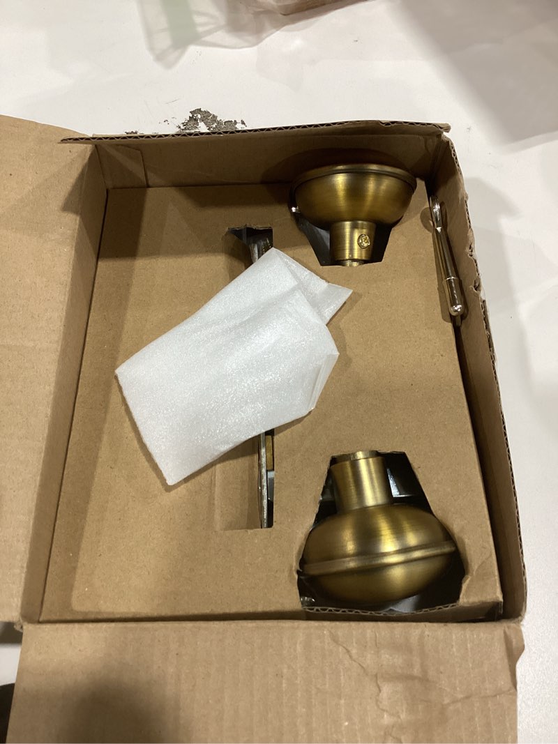 Condition photo showing Good Condition for Mortise Lock Set for Interior Door, Vintage Antique Door Knobs with Lock and Skeleton Key, Old Door Knob Replacement Fits 1-3/8 in 1-3/4 in, Antique Brass Finish Mortise(1 Pack) Antique Brass