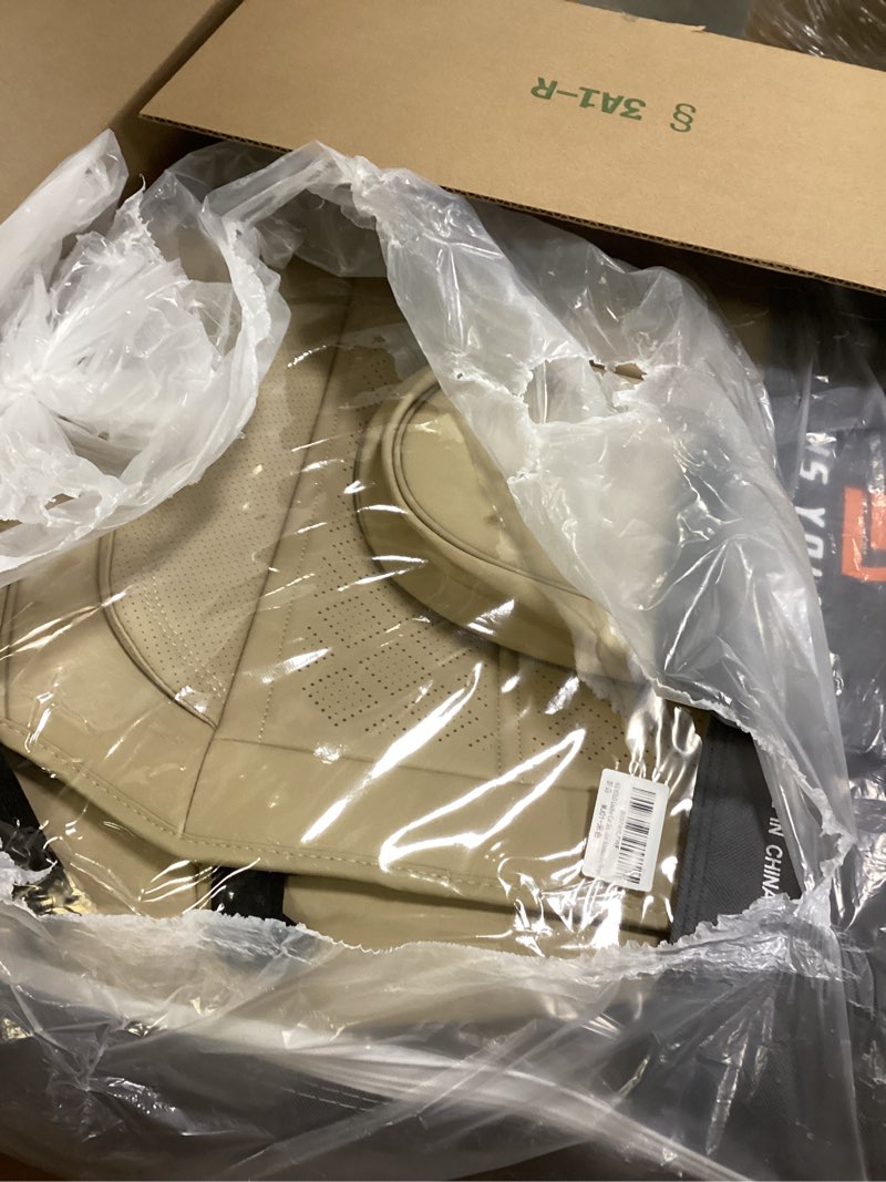 Condition photo showing Good Condition for NS YOLO Universal Fit Full Coverage Leather Car Seat Covers for Cars,SUVs and Pick-up Trucks, Car Seat Protector,Automotive Seat Covers Full Set,Car Seat Cushion,Beige Seat Cover for 5 Seats