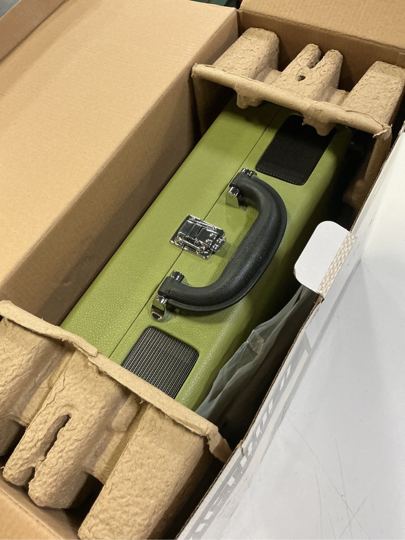 Condition photo showing As Is for Victrola Vintage 3-Speed Bluetooth Portable Suitcase Record Player with Built-in Speakers | Upgraded Turntable Audio Sound|Green Olive, Model Number: VSC-550BT-GRO