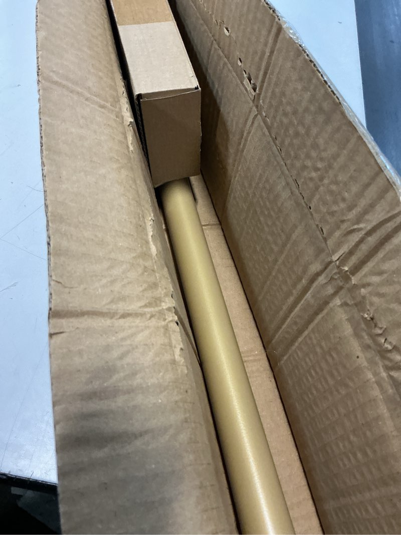 Condition photo showing As Is for curved shower curtain rod, toprod round shower curtain rod 48 to 72 inches adjustable, rounded bowed stainless steel shower rods for bathroom, bathtub, more shower space, gold, need to drill