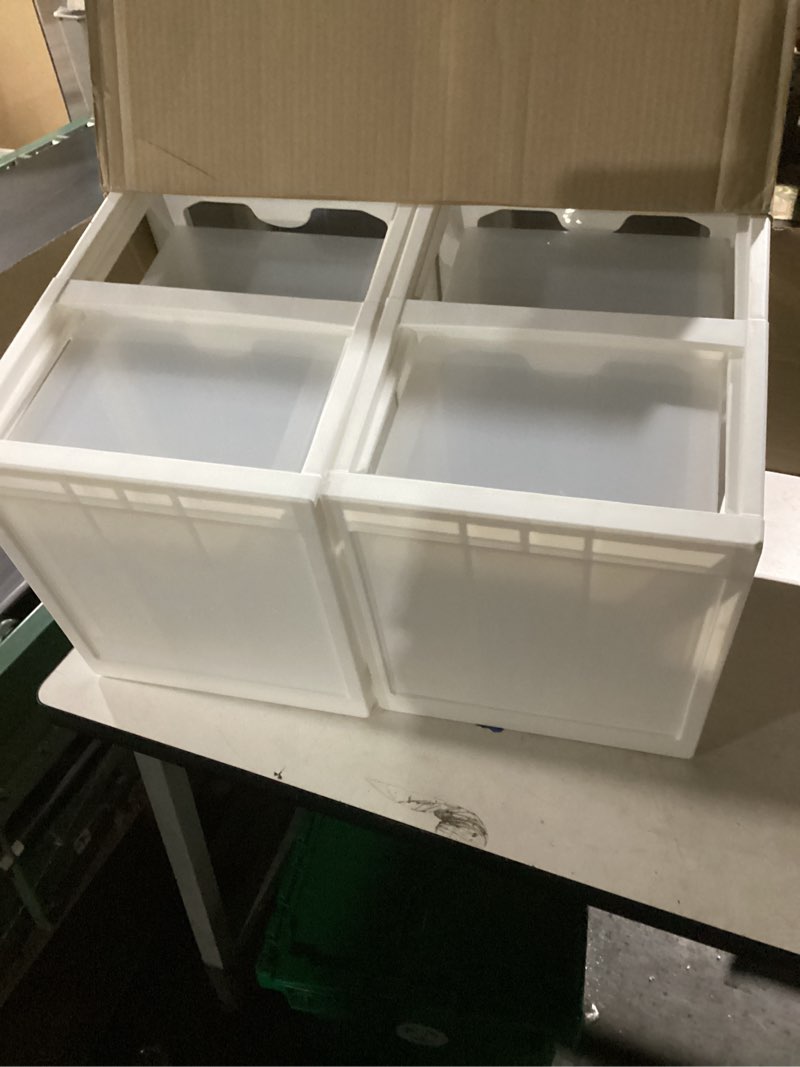 Condition photo showing Good Condition for IRIS USA Plastic 3-Drawer Storage Organizer Rolling Cart, with Wheels Casters, 2-Pack, for Classroom Art Supplies Bathroom Dorm Bedroom Laundry Room, Slim Narrow, White/Clear