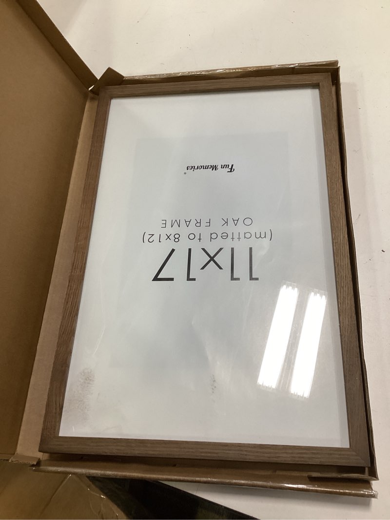 Condition photo showing Good Condition for Fun Memories 11x17 Picture Frame, Natural Solid Oak Wood Frame 11 x 17 with Tempered Glass, 11''x17'' Matted for 8x12 Picture, Minimalist Wooden by Poster Art Walnut Walnut 11x17 - 1P