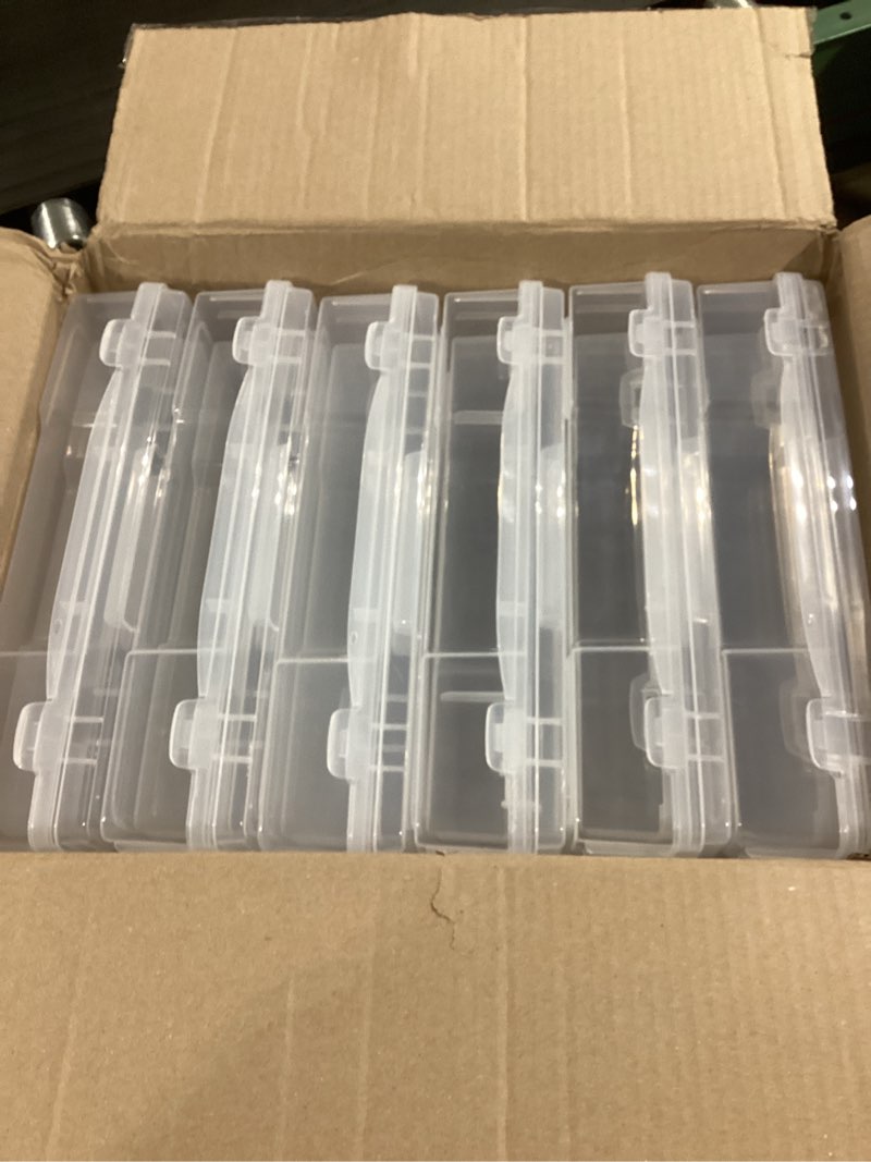 Condition photo showing Good Condition for IRIS USA Board Game Storage Craft Organizer Box with Snap-Tight Latch Lid, 6-Pack Portable Plastic Case Bin for Puzzles, Magazines, Hobbies, Art Supplies, Fits 8.5" x 11" & A4 Papers, Thick, Clear 6 Pack