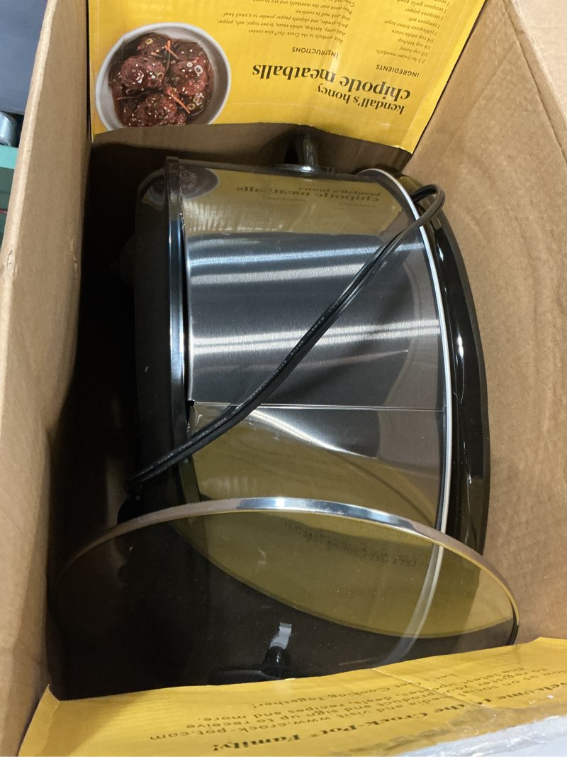 Condition photo showing As Is for Crock-Pot Large 8-Quart Programmable Slow Cooker with Auto Warm Setting Black Stainless Steel