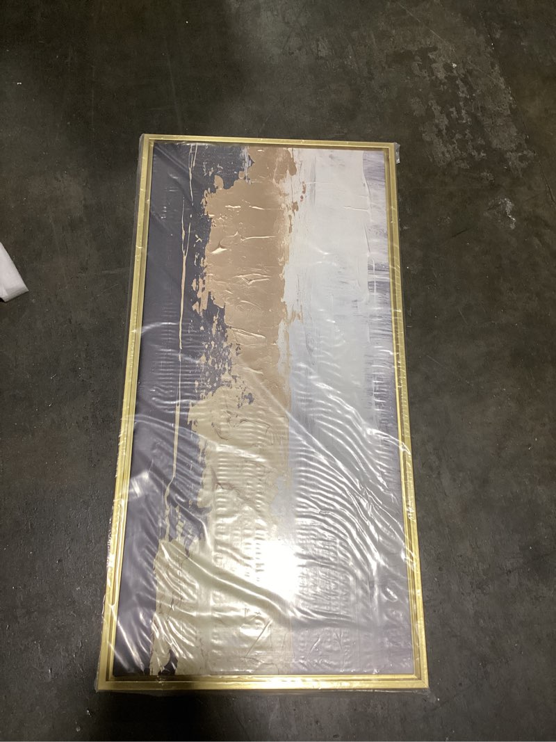 Condition photo showing Good Condition for (similar too)hand painted abstract canvas wall art for living room,large framed gold oil painting for bedroom, 3 pcs wall painting for office wall décor 24\" x 64\"