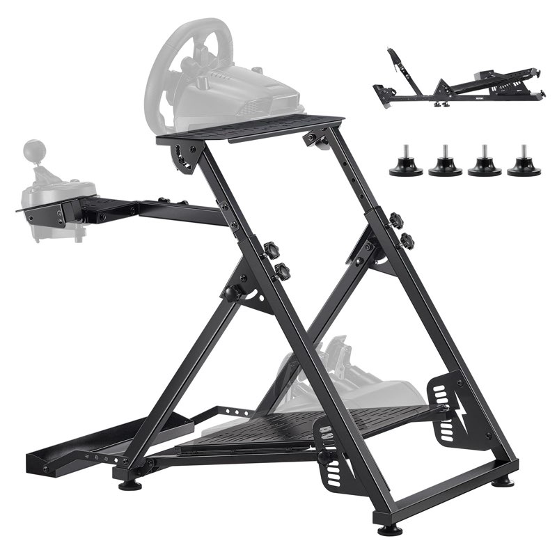 vevor racing wheel stand, adjustable & foldable simulator stand for logitech g29 g27 g920 g923, thru