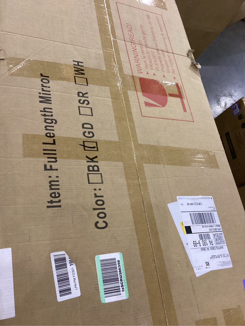 Condition photo showing New/Like New for VooBang Mirror Full Length - 21" x 57" Floor Mirror with Stand, Aluminum Alloy Frame Full Body Mirror, Standing Hanging or Leaning Against Wall for Bedroom and Living Room, Gold Gold 57"L x 21"W