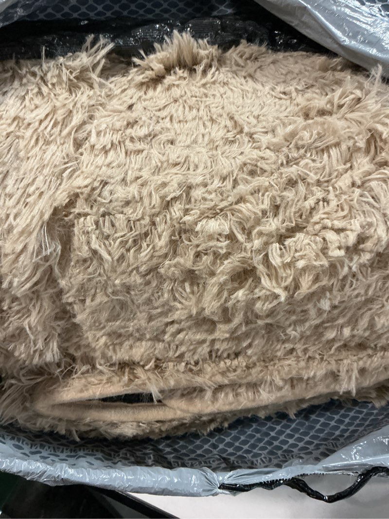 Condition photo showing As Is for OPPODREAM 5x7 Beige Rugs for Bedroom, Ultra-Soft Fluffy Area Rugs for Living Room, 5 x 7 Shag Carpet for Nursery, Kids, Girl, Boy, Baby, Plush, Fuzzy, Shaggy, Cute Home Decor 5' x 7' (Rectangular) Beige
