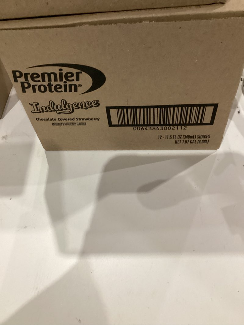 Condition photo showing New/Like New for Premier Protein Shake INDULGENCE, Chocolate Covered Strawberry, 30g Protein, 170 Calories, 3g Sugar, 11.5 fl oz, 12 Pack (Packaging May Vary) Chocolate Covered Strawberry 11.5 Fl Oz (Pack of 12)
