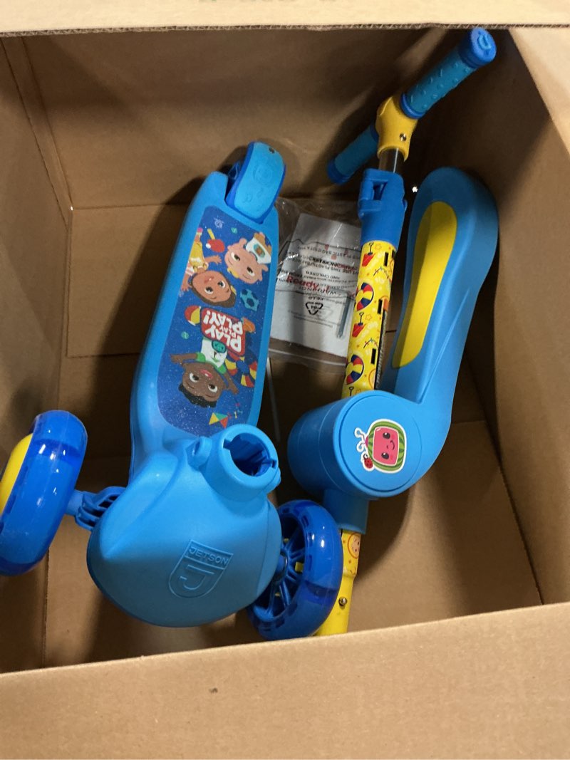 Condition photo showing Good Condition for Jetson Character Kids Kick Scooter, LED Lights on Stem & Light-Up Wheels, Lightweight Frame, Height-Adjustable Handlebar, Lean-to-Steer System, Easy-Fold Mechanism 3-Wheel Blue