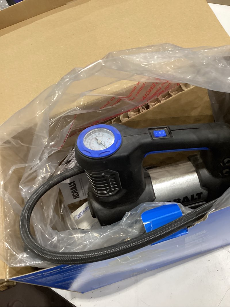 Condition photo showing As Is for kobalt 12-volt car air inflator