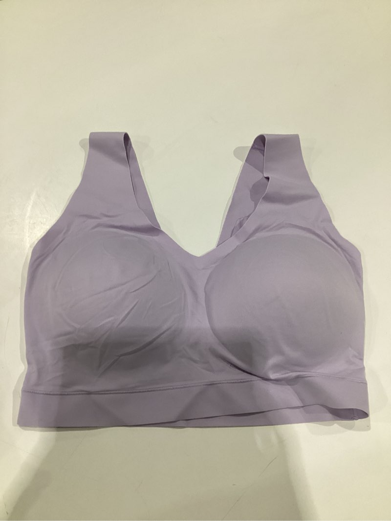 Condition photo showing As Is for Floatley Cozy Bra Comfort Wirefree Full Coverage Seamless Bra with Embedded Pad for Women Large Pastel Lilac