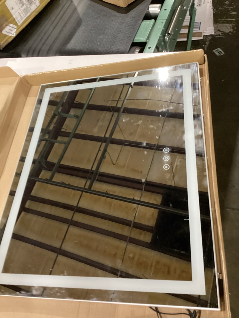 Condition photo showing Good Condition for fennio 23" x 18" vanity mirror with lights?led makeup mirror?hollywood mirror with 3 color modes & adjustable brightness?vanity mirror square white white 23"l x 18"w