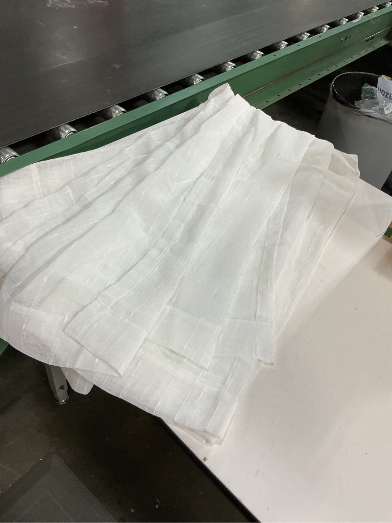 Condition photo showing Good Condition for exclusive home itaji linen-like embellished slub sheer rod pocket top curtain panel pair, 54"x63", white 54"w x 63"l (pack of 2) white