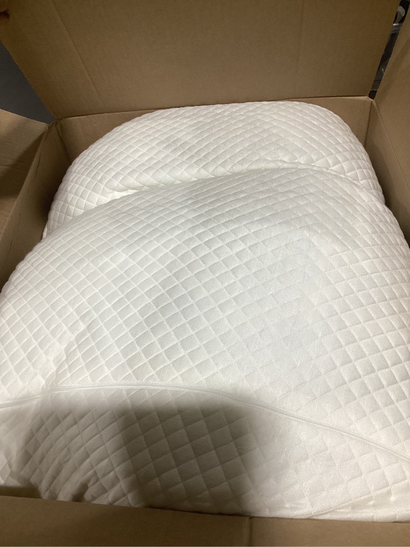 Condition photo showing As Is for ZTVZTV Wedge Headboard Pillow for Bed, Full Dorm Headboard Pillow Support for Sitting Up, Reading, Relaxing, Bolster Pillow with Removable Washable Cover, White Full White - Bamboo-viscose Cover