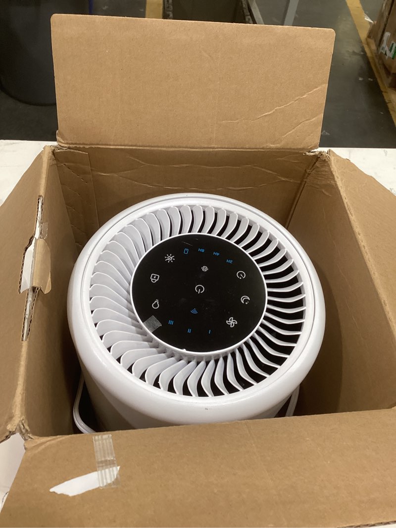 Condition photo showing As Is for levoit air purifier for home bedroom dorm room, smart & voice control, aham verified, 3-in-1 filter with hepa sleep mode, for pollen, pollutants, smoke, dander, dust, core 200s-p, white