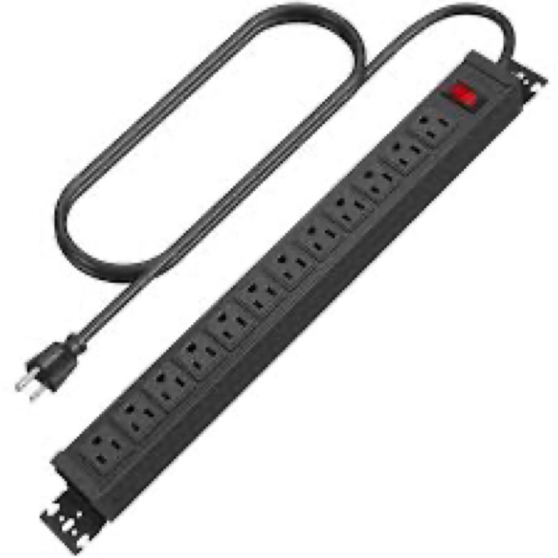 HHSOET Rotating Mountable Power Strip, 12 Outlet Wall Mount Surge Protector, Metal Heavy Duty and Ve