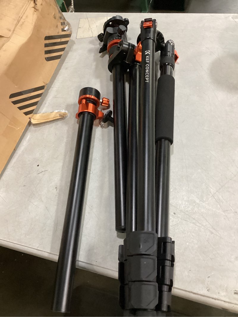 Condition photo showing As Is for k&f concept 90''/230cm ultra high camera tripod,horizontal overhead shooting travel tripods with metal ball head 10kg load capacity,detachable monopod, for indoor and outdoor use t254a7+bh-28l