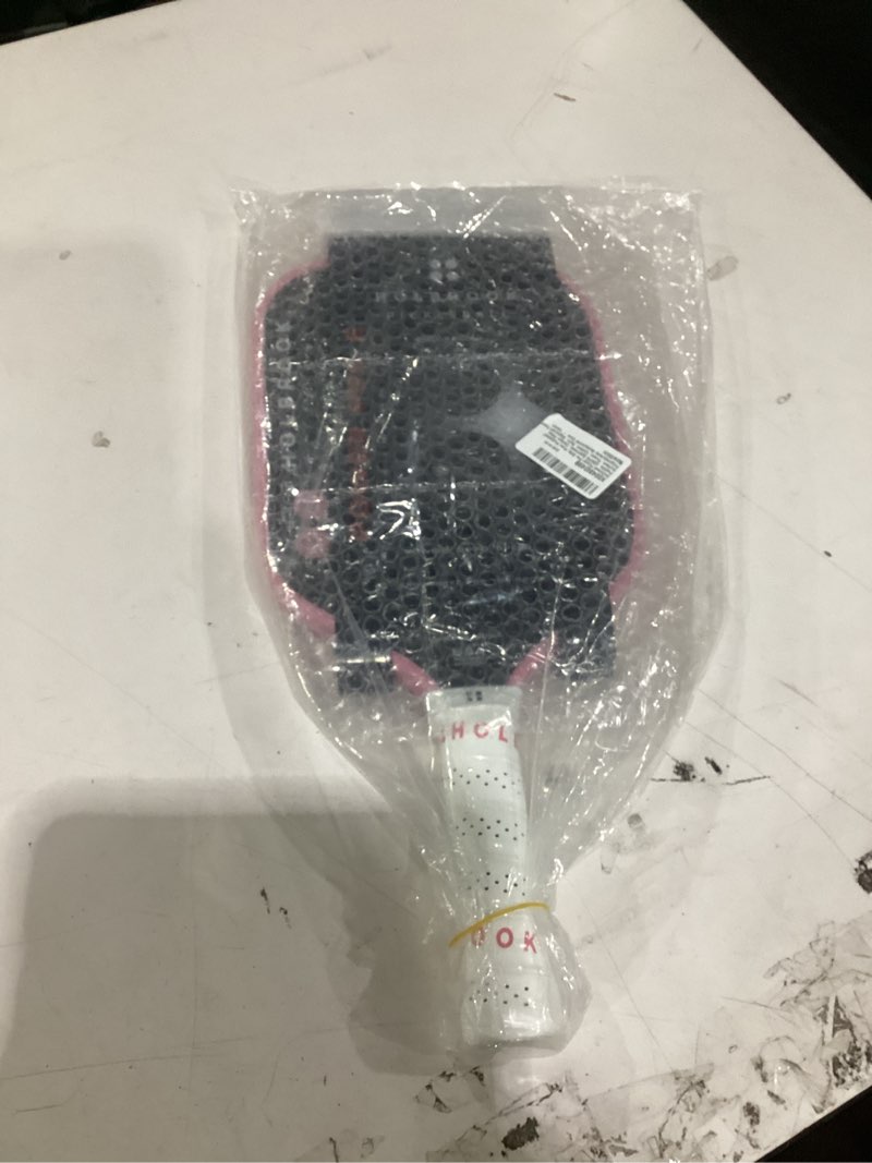 Condition photo showing Good Condition for holbrook power pro e elongated pickleball paddle: usapa approved, carbon fiber surface, power, control, spin, edgecraft foam polypropylene honeycomb core pink/black 14mm