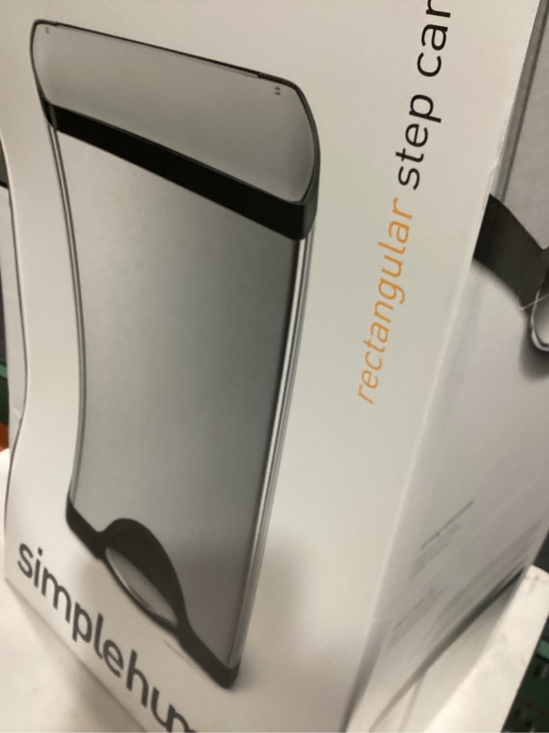 Condition photo showing New/Like New for simplehuman 38 liter / 10 gallon rectangular kitchen step trash can, brushed stainless steel 38 liter trash can