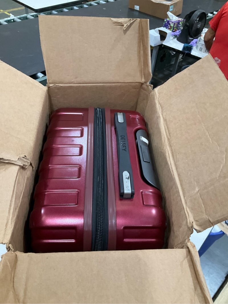 Condition photo showing Good Condition for delsey paris titanium hardside expandable luggage with spinner wheels carry-on luggage, black cherry red, carry-on 21 inch carry-on 21 inch black cherry red