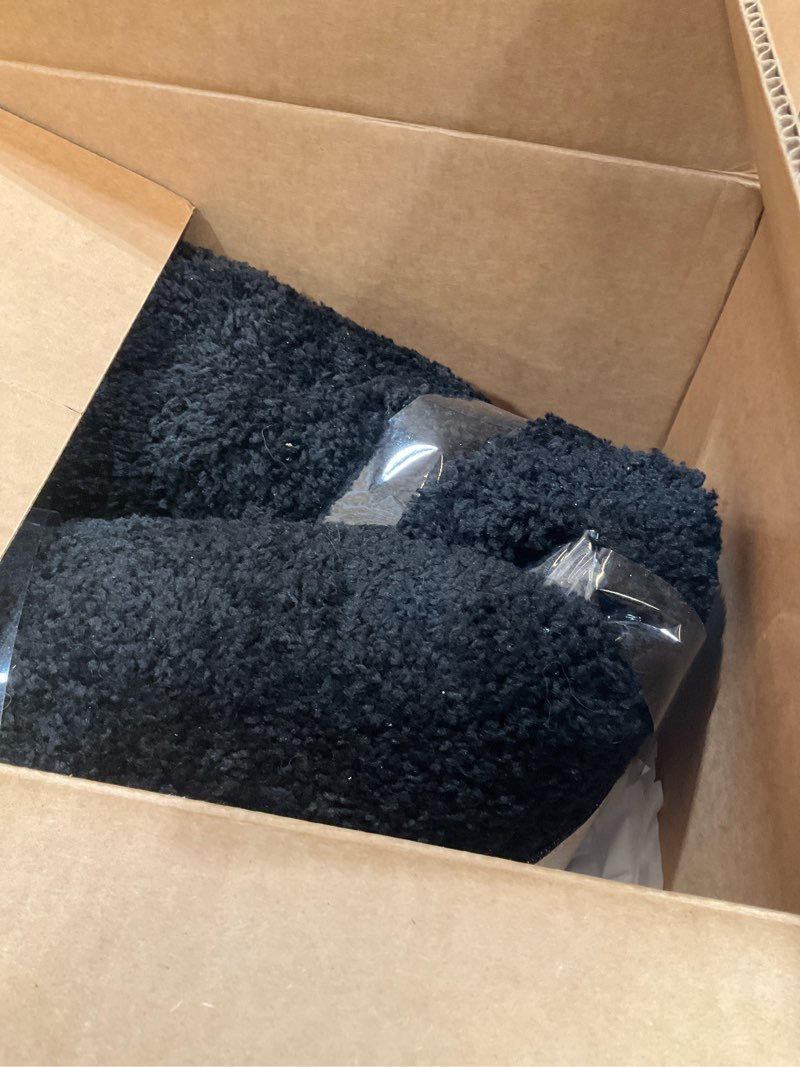 Condition photo showing Good Condition for ottomanson bedroom shag runner rug 3' x 8', fluffy bedside runner with non-slip rubber backing, soft non-shedding accent rug for nursery, dorm, entryway, black shag black 3' x 8' (36" wide)