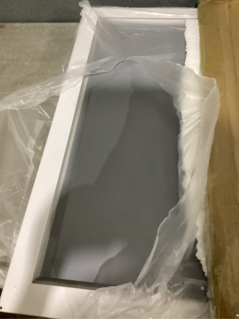 Condition photo showing Good Condition for amorho bathroom mirror, 48x30 inch white thick metal framed wall mirrors for over 2 sinks, bedroom, living room, entryway, large rectangle wall-mounted mirrors. white 48"l x 30"w