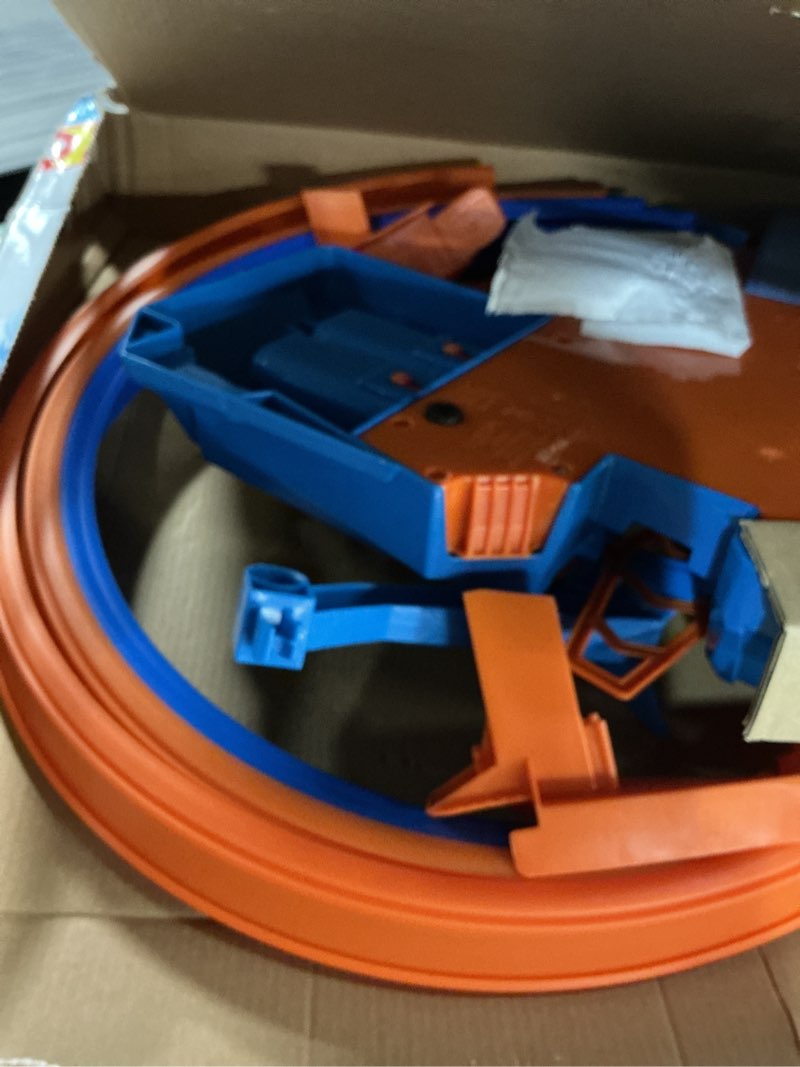Condition photo showing As Is for Hot Wheels Toy Car Track Set, Criss Cross Crash with 1:64 Scale Vehicle, Powered by a Motorized Booster (Amazon Exclusive)