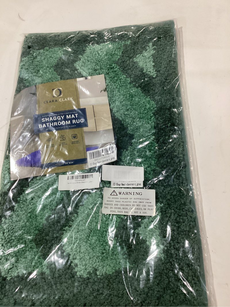 Condition photo showing Good Condition for Hearth & Harbor Bathroom Rugs, Shaggy Plush Bath Mat, Ultra Soft Non Slip Backing Rubber, Chevron Design Bath Rug, Green, 20 x 24 Inch Green 2' x 1'8" (Rectangular)