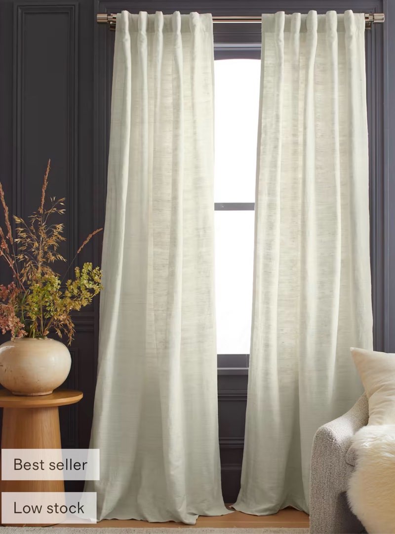 quince raw silk curtian 48”x96” ivory
