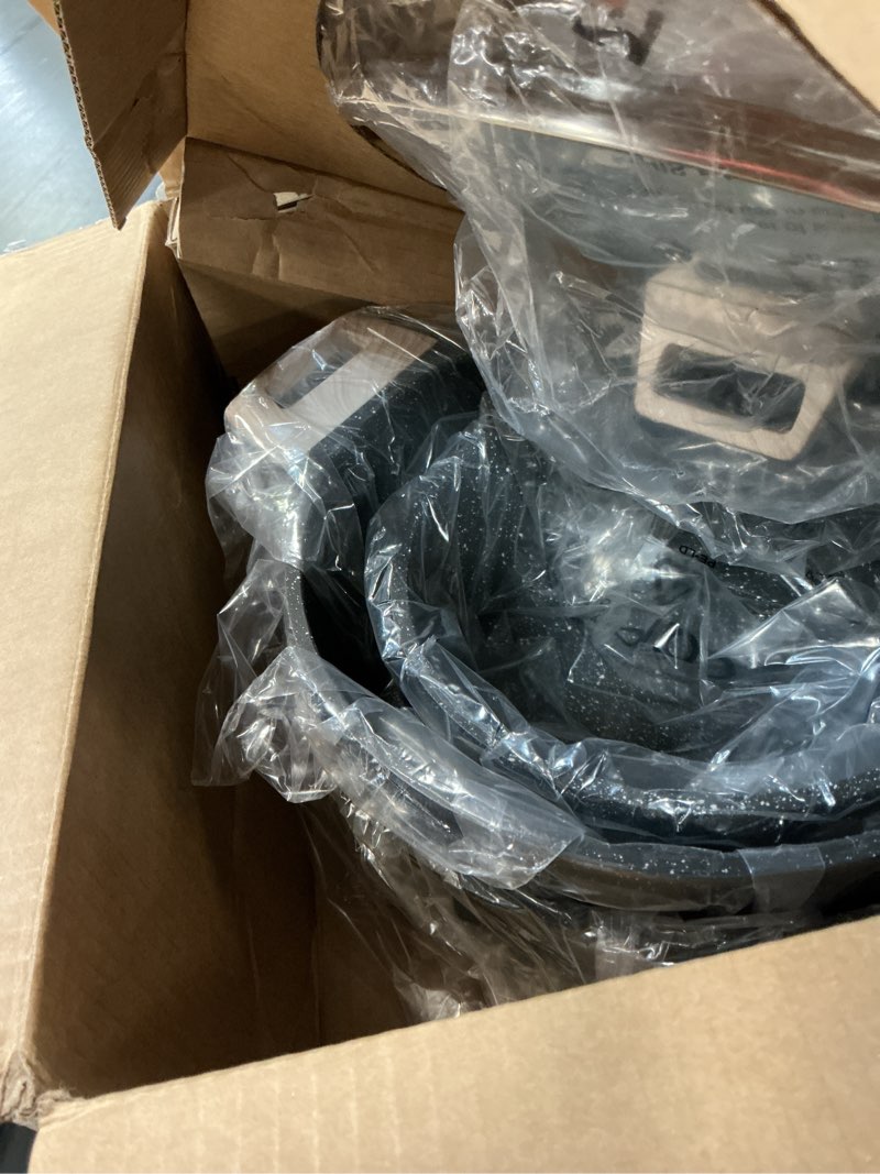 Condition photo showing New/Like New for carote 4pcs pots and pans set non stick, cookware sets induction cookware granite cooking set with frying pans, saucepans, saute pan, extra large casserole black 4 piece