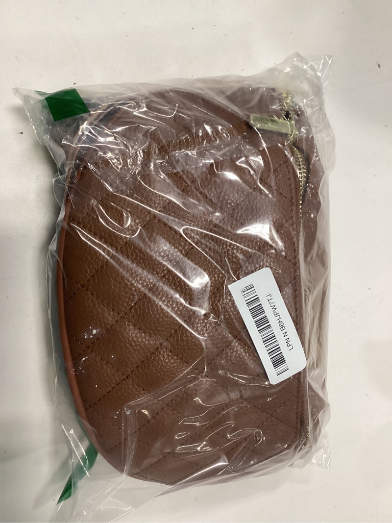 Condition photo showing New/Like New for eslcorri small crossbody sling bag for women trendy - fanny packs leather chest belt bum bag anti theft purse for travel pure brown