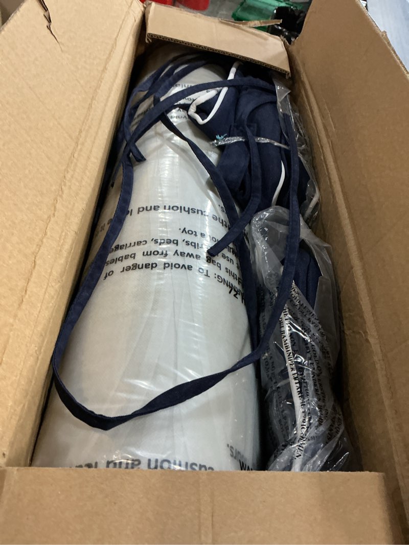 Condition photo showing New/Like New for 24x24 outdoor chair cushions set of 2, waterproof deep seat cushions for patio furniture with removable cover, fade resistant 4'' outdoor seat cushion with ties handle for sofa couch,navy white piping navy+white pipes 24x24x4in-2set
