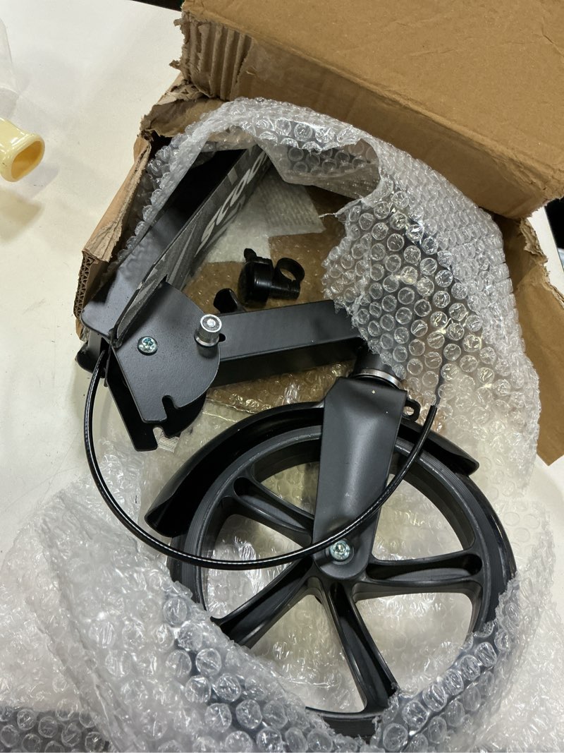 Condition photo showing Good Condition for scooters for kids 8-12, teens & adults - lightweight, foldable, 8-inch big wheels, hand brake & bell, 4 adjustable height levels, 240 lbs max load, perfect for school, campus and park rides black