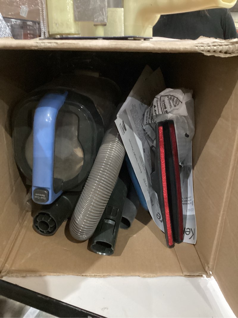 Condition photo showing As Is for kenmore du1040 featherlite bagless upright vacuum lightweight cleaner with 4 height adjustment, swivel steering design, 2 cleaning tools for carpet and hard floor, blue