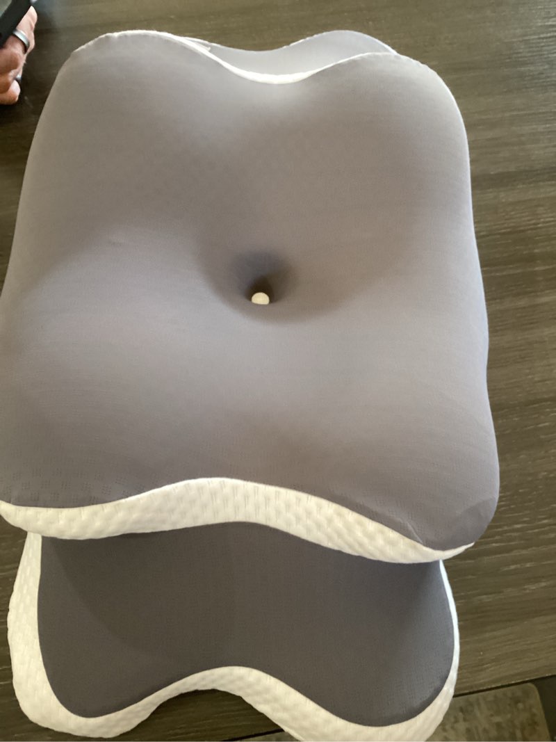 Condition photo showing Good Condition for ergo pillow for sleep apnea, neck pain, and snoring relief | cervical neck pillow for side sleepers | orthopedic memory foam with ergonomic support gray standard