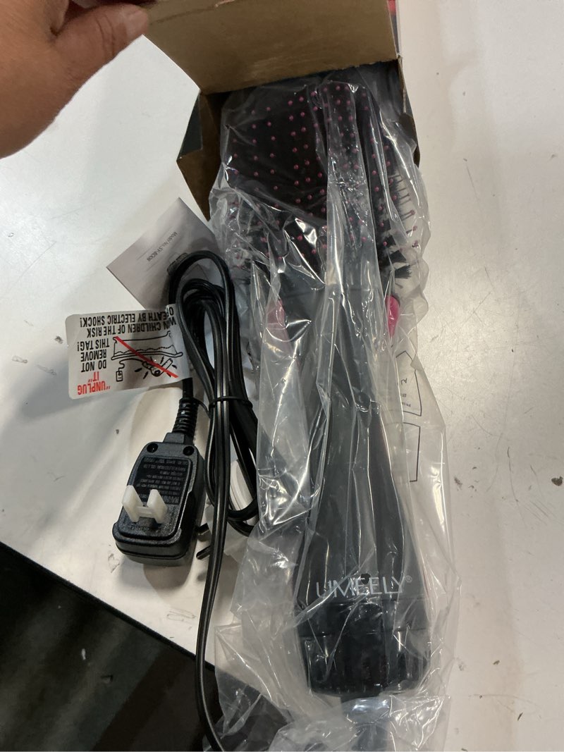 Condition photo showing New/Like New for dual voltage hair dryer brush with negative ion anti-frizz styler - hot air volumizer for 110v-120v/220v-240v european and travel use